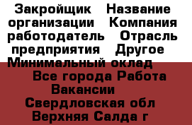 Закройщик › Название организации ­ Компания-работодатель › Отрасль предприятия ­ Другое › Минимальный оклад ­ 8 000 - Все города Работа » Вакансии   . Свердловская обл.,Верхняя Салда г.